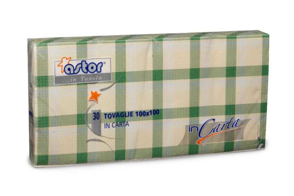TOVAGLIA CARTA 100x100 SCOZZESE VERDE pz.30