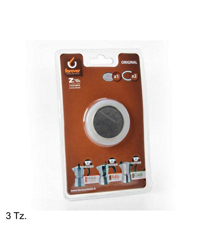 RICAMBIO FOREVER 2 GUARNIZIONI SILICONE 3 TZ + 1 FILTRO