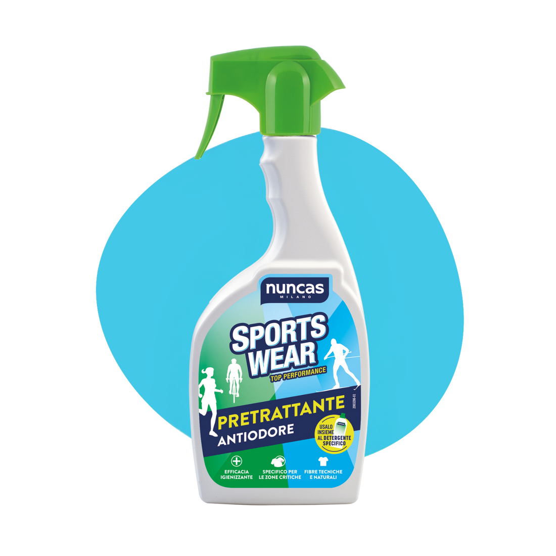 NUNCAS SPORTSWEAR PRETRATTANTE ANTIODORE CAPI A CONTATTO CON LA PELLE - 500ML