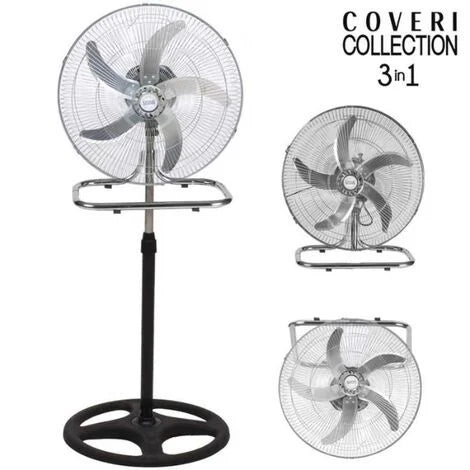 VENTILATORE PIANTANA 5 PALE ACCIAIO 75W 360°