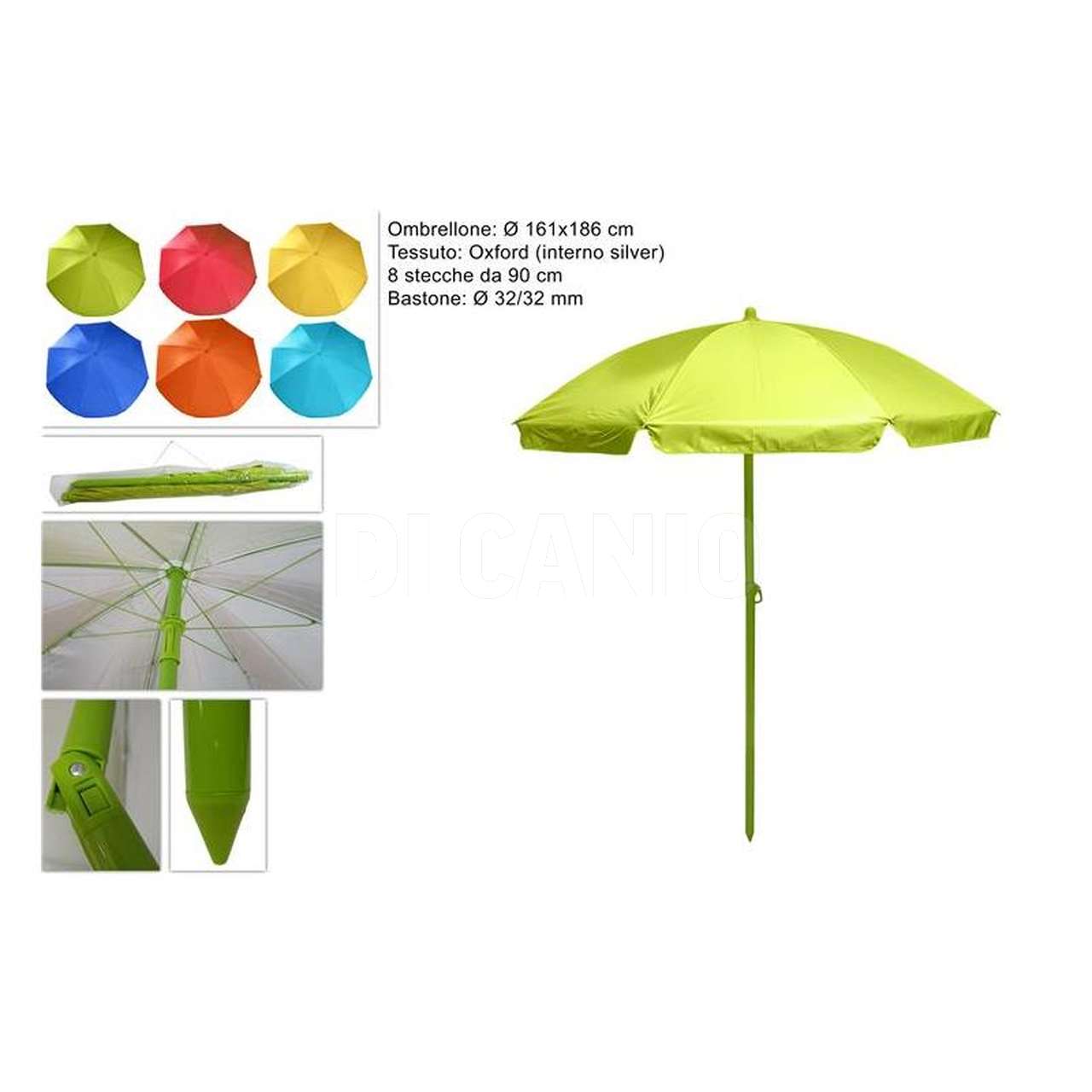 COLORFUL UMBRELLA DM.90 8 RIBS SILVER INTERIOR