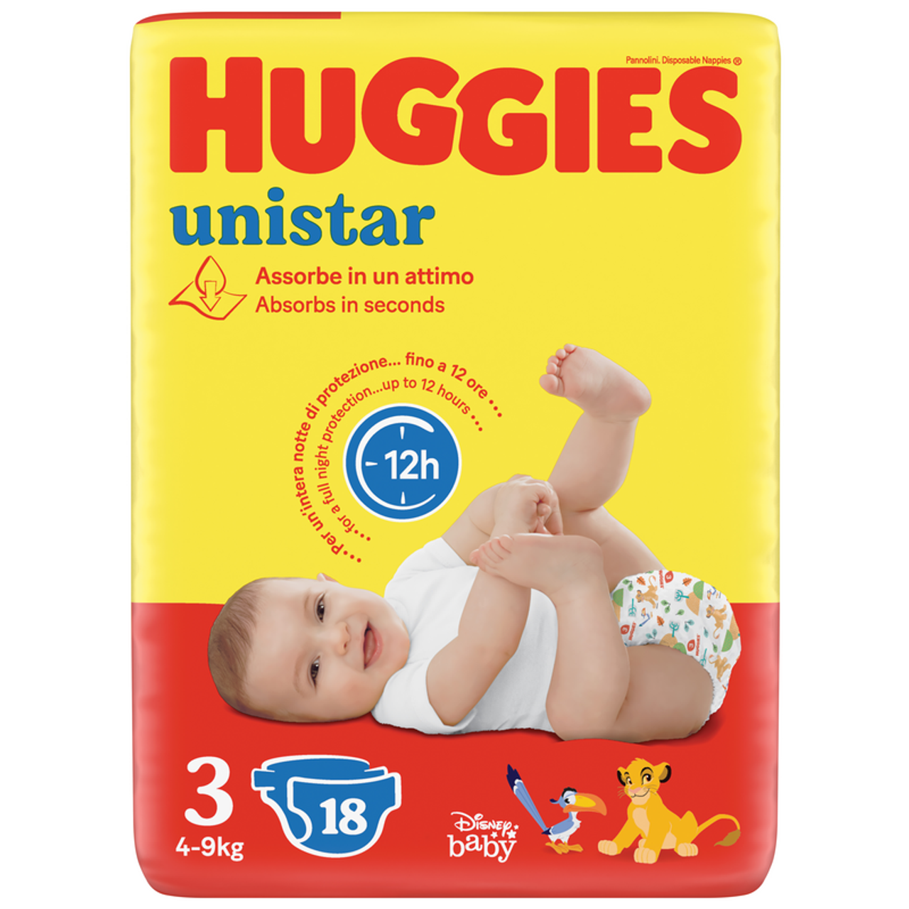 HUGGIES PANNOLINI BIMBO UNISTAR 3 MIDI 4-9 KG.18 PZ