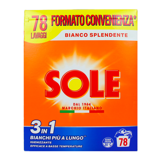 SOLE DETERSIVO POLVERE BUCATO LAVATRICE BIANCO SPLENDENTE FUSTO 78 LAVAGGI