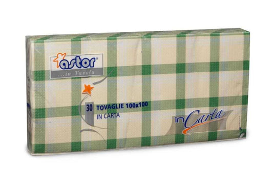TOVAGLIA CARTA 100x100 SCOZZESE VERDE pz.30