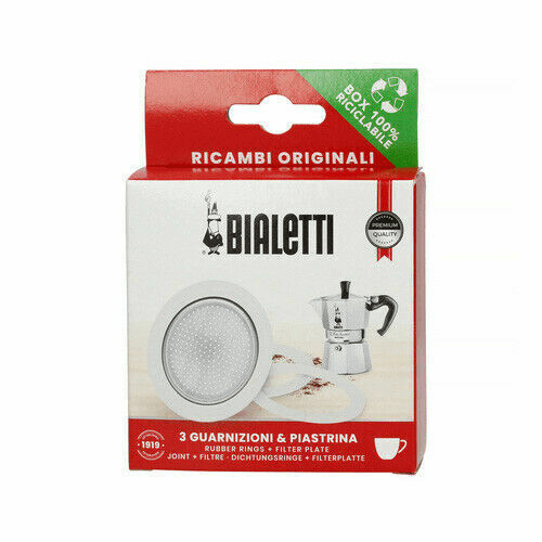 RICAMBIO 3 GUARNIZIONI + 1 FILTRO 6 TZ PER CAFFETTIERE BIALETTI