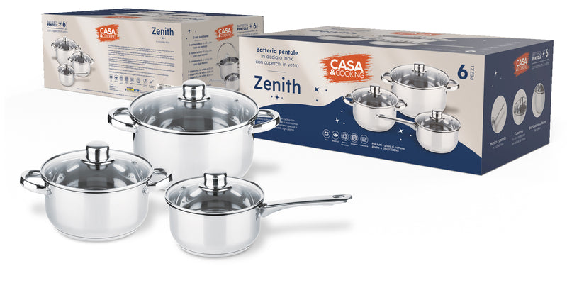 BATTERIA PENTOLE INOX ZENITH 6PZ