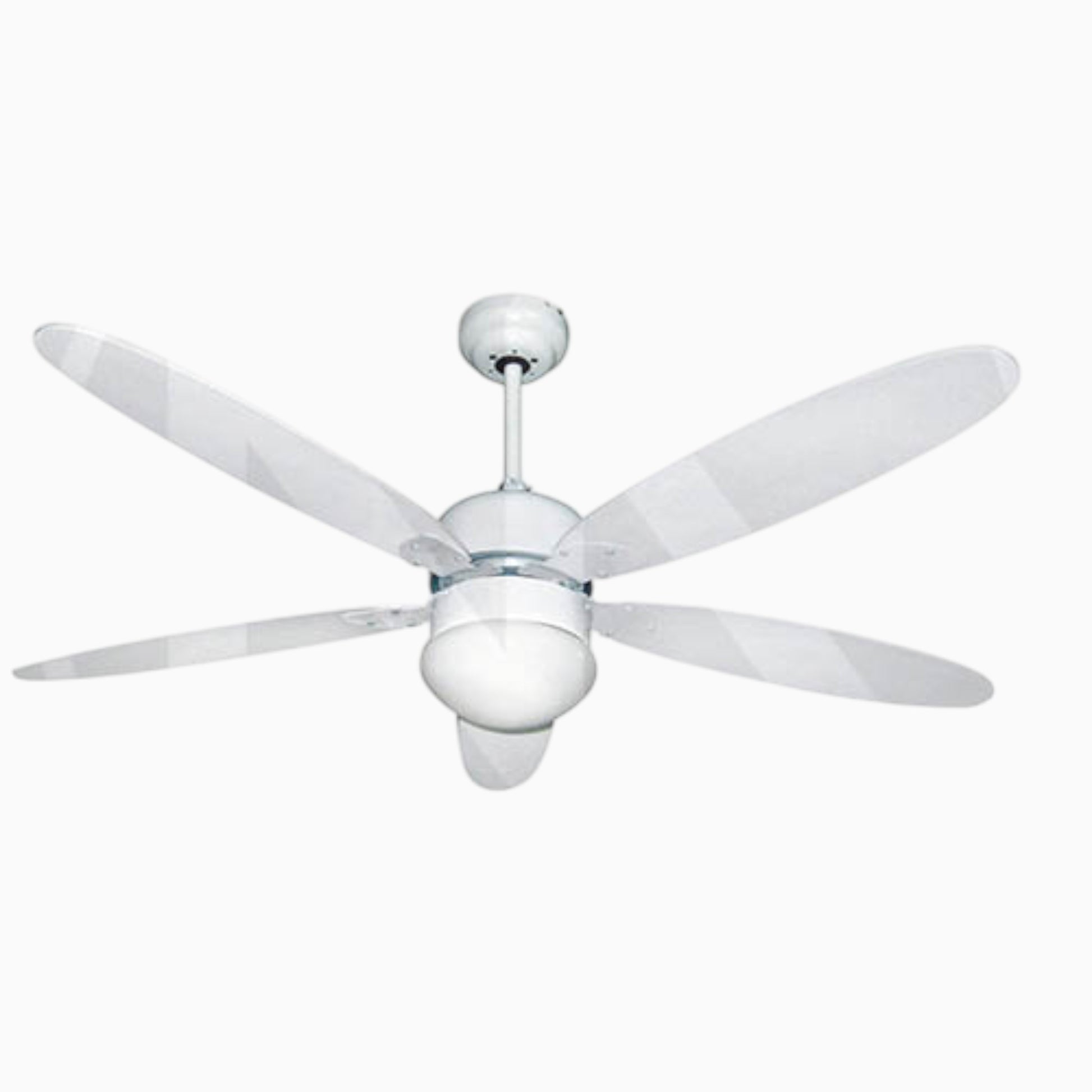 Ventilatore da soffitto bianco 5 pale in legno 132 cm con luce