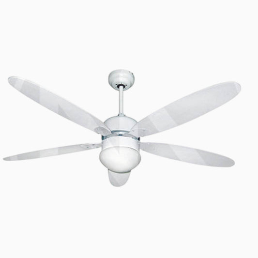 Ventilatore da soffitto bianco 5 pale in legno 132 cm con luce