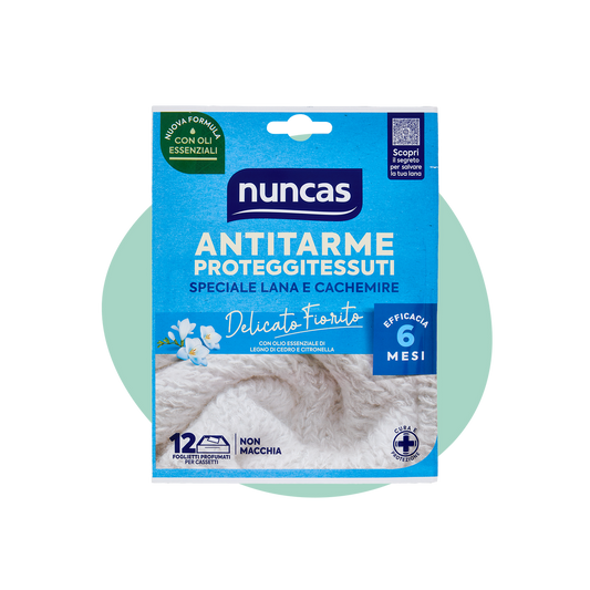 NUNCAS ANTITARME PROTEGGITESSUTI FOGLIETTI DELICATO FIORITO - 12 PEZZI