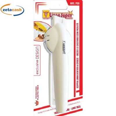 CHESTNUT CUTTER WITH 2 STAINLESS STEEL CROSS BLADES AND PLASTIC HANDLE