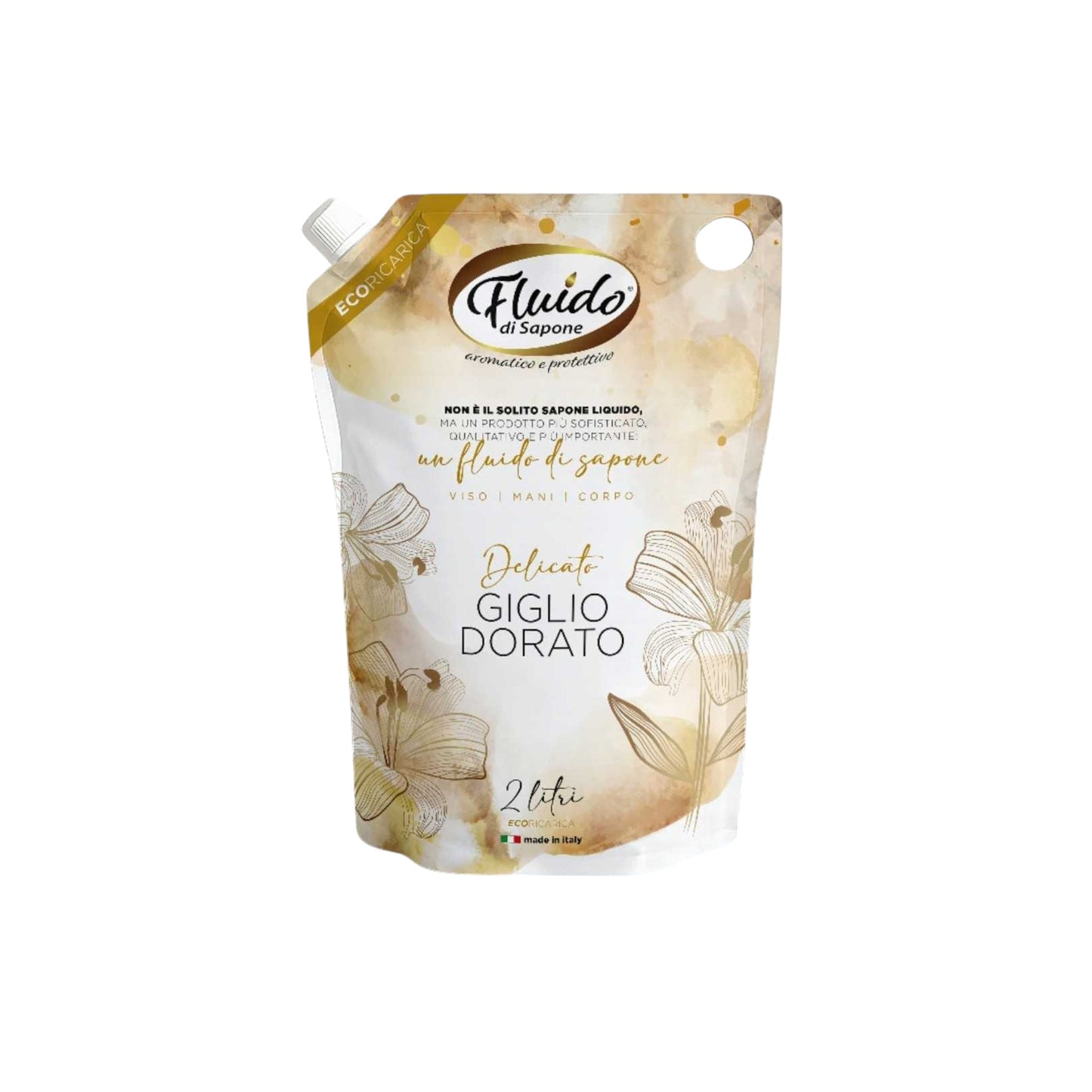 Sapone liquido mani Fluido Giglio Dorato ecoricarica da 2000 ml