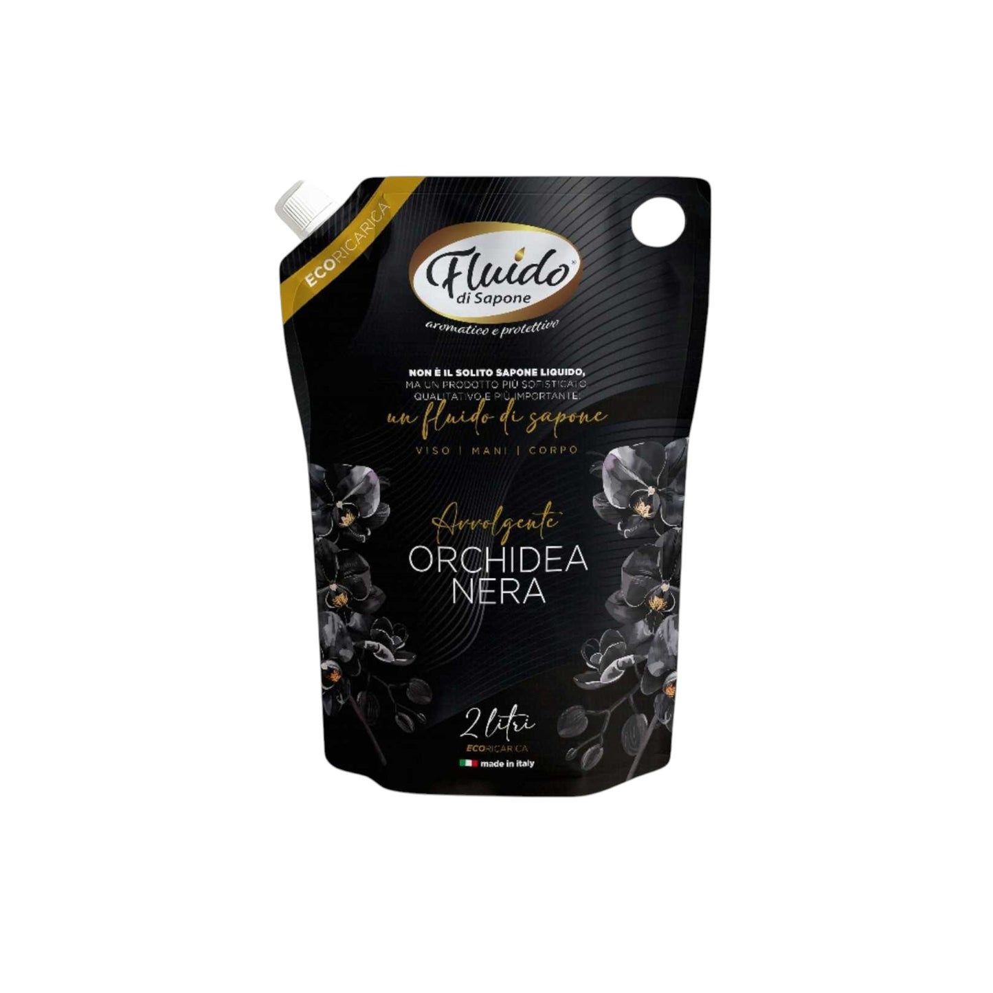 Sapone liquido mani Fluido Orchidea Nera ecoricarica da 2000 ml