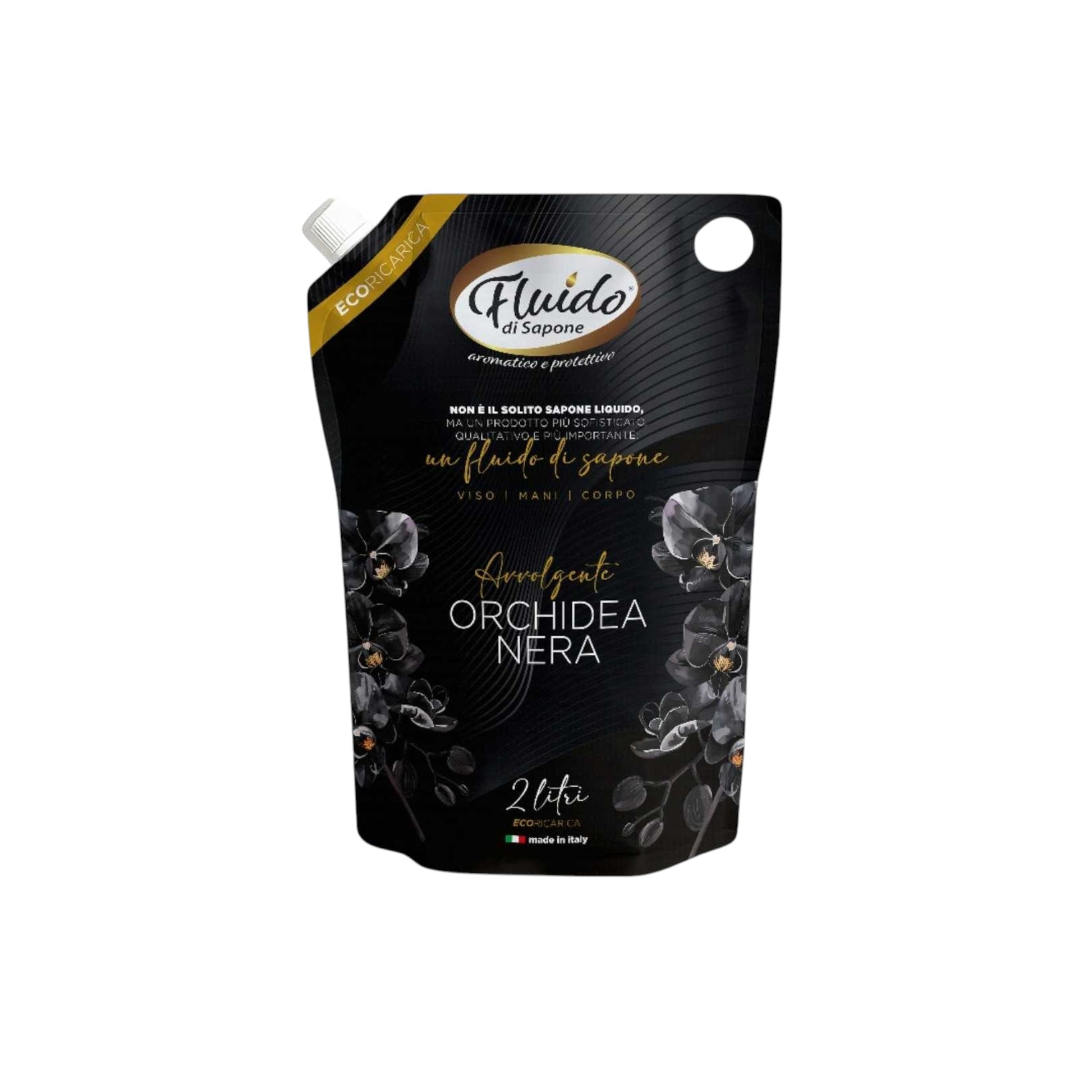 Sapone liquido mani Fluido Orchidea Nera ecoricarica da 2000 ml