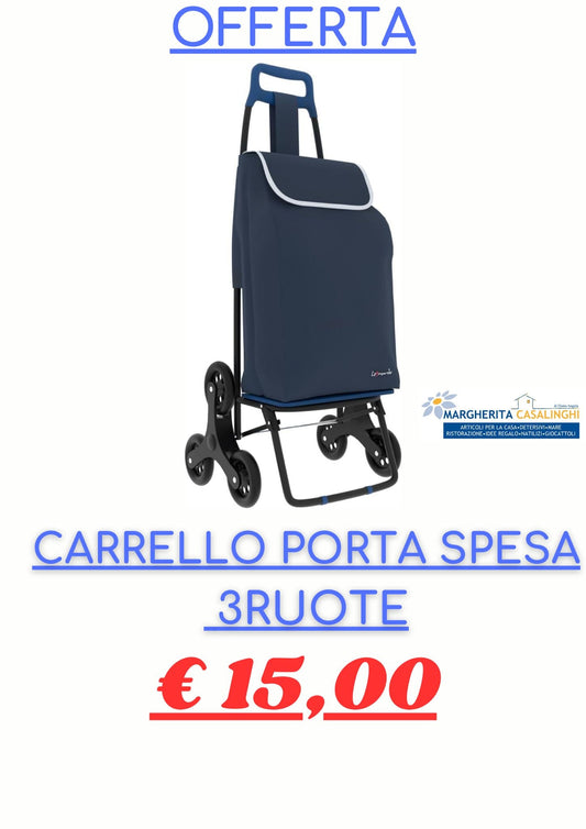 CARRELLO SPESA 3RUOTE 35x33x94cm