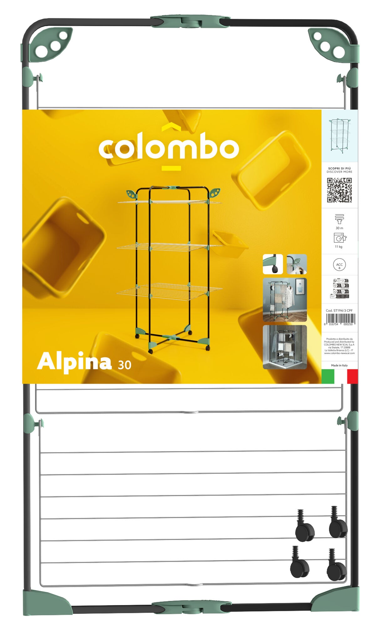 STENDIBIANCHERIA A TORRE ALPINA 3 RIPIANI CON PORTAGRUCCE