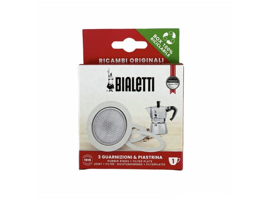 RICAMBIO PER MOKINA 1 GUARNIZIONE + 1 FILTRO - PIASTRINA 1 TAZZA BIALETTI