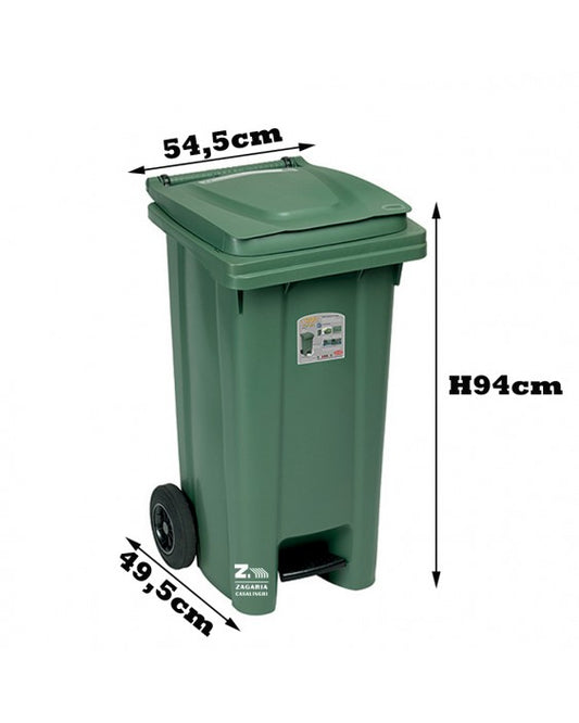 BIDONE CARRELLATO 120LT C/PED.